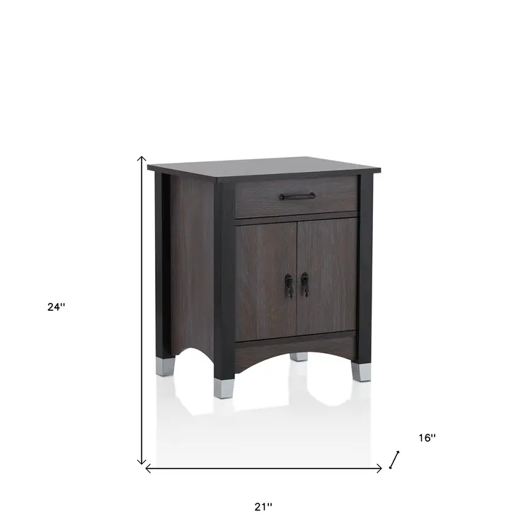 Gray Oak Wood Finish Rectangular Night Stand