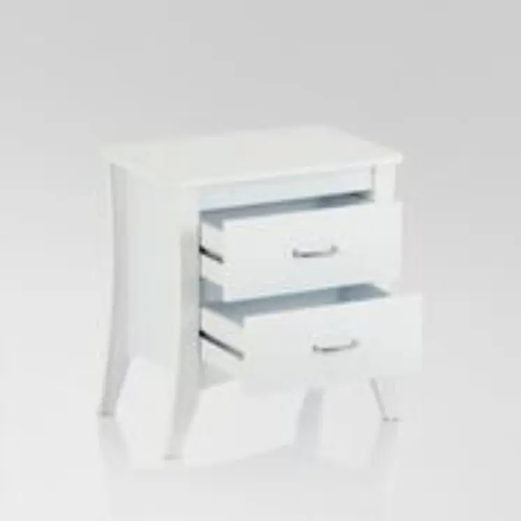 25" White Wood Two Drawer Nightstand
