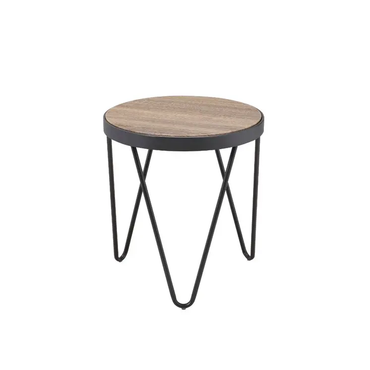 18" Black And Brown Solid Wood Round End Table