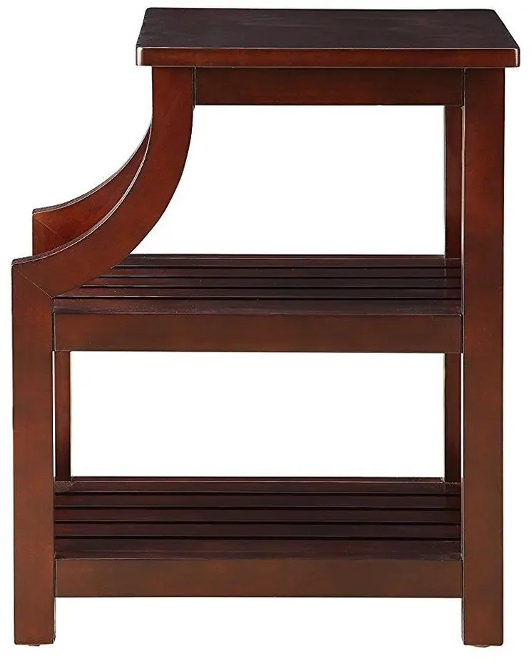 24" Brown Wood End Table With Two Shelves And USB Port