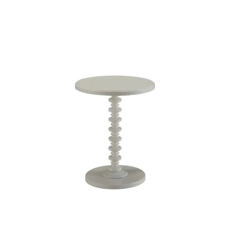 22" White Wood And Solid Wood Round Pedestal End Table