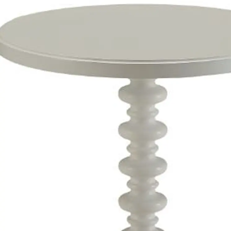 22" White Wood And Solid Wood Round Pedestal End Table