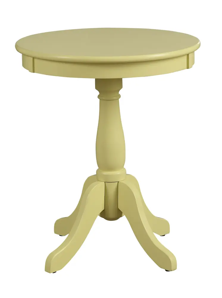 22" Light Yellow Wood Round Pedestal End Table