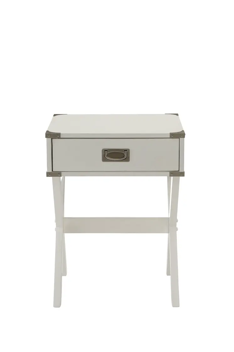 Modern White X Shape Wooden Storage End Table