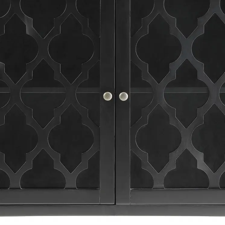 34" Black Sideboard with Two Glass Doors