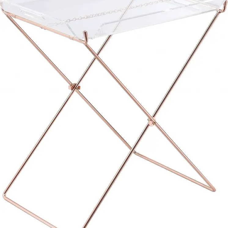 Modern Clear Acrylic Copper Tray Table