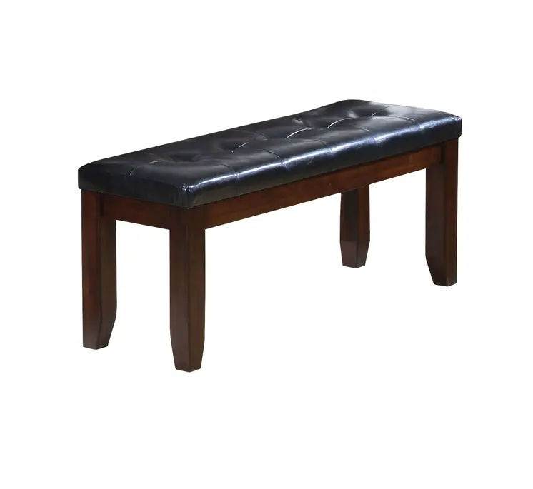 48" Black and Espresso Faux Leather Upholstered Bench