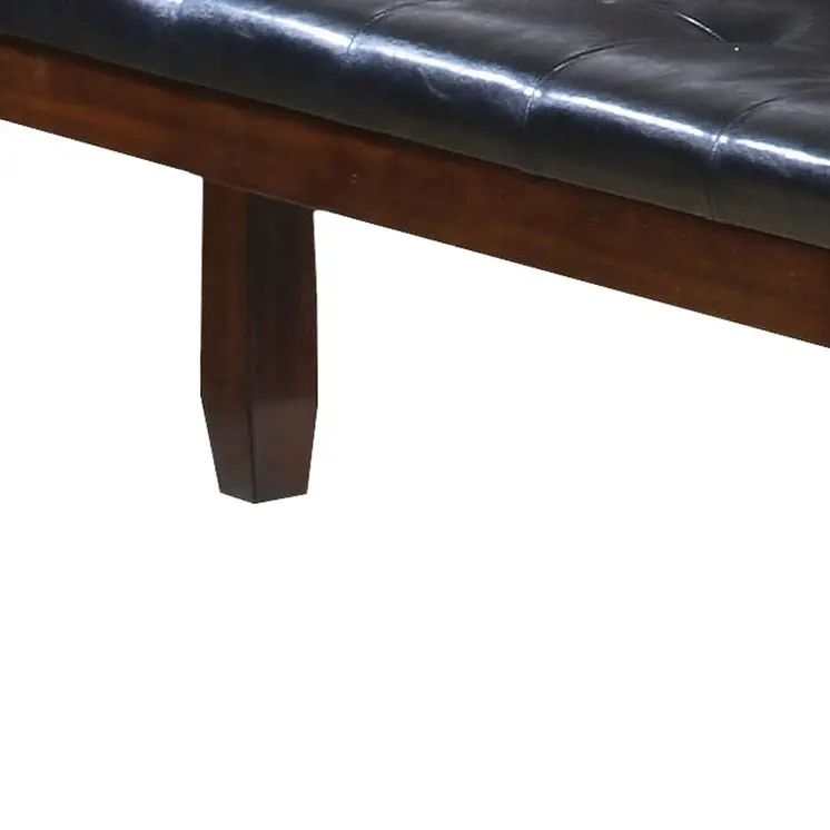 48" Black and Espresso Faux Leather Upholstered Bench