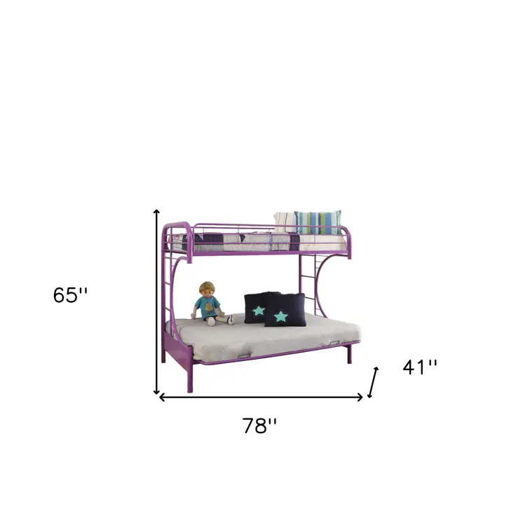 78" X 41" X 65" Twin Over Full Purple Metal Tube Futon Bunk Bed