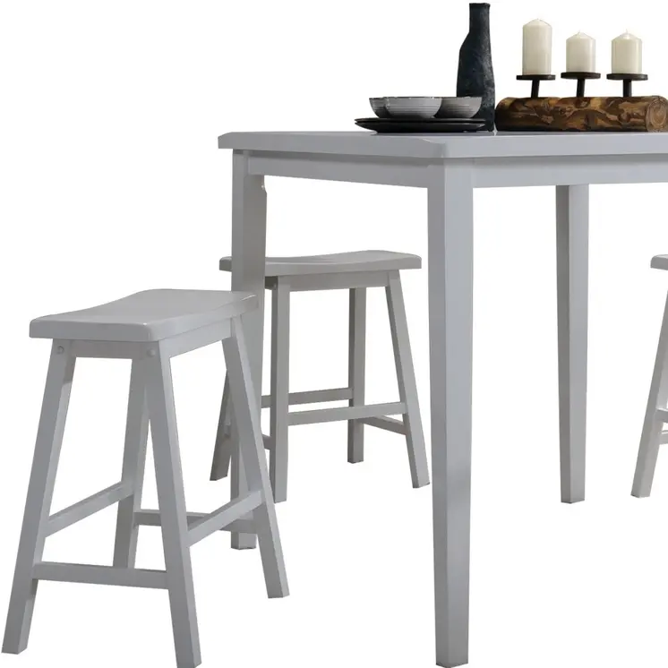 36" X 36" X 36" 5Pc White Rubber Wood Counter Height Set