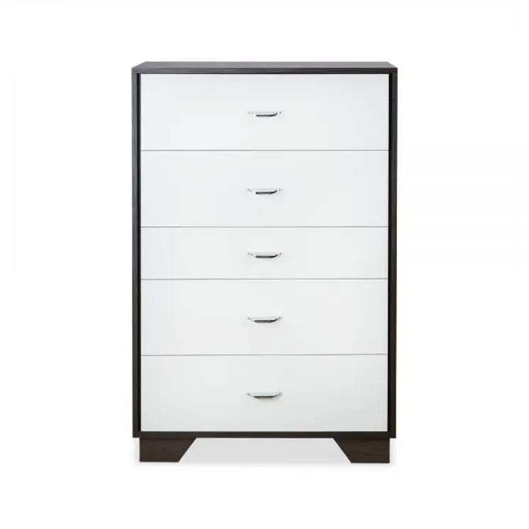 32" Brown and White Five Drawer Standard Chest
