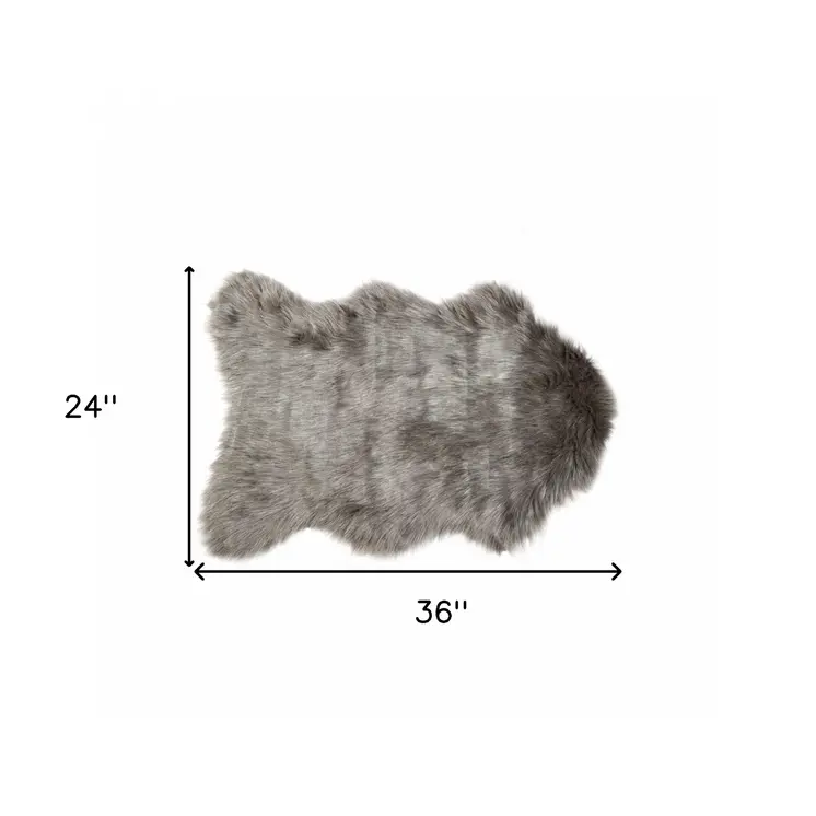 2' X 3' Gray Faux Sheepskin Area Rug