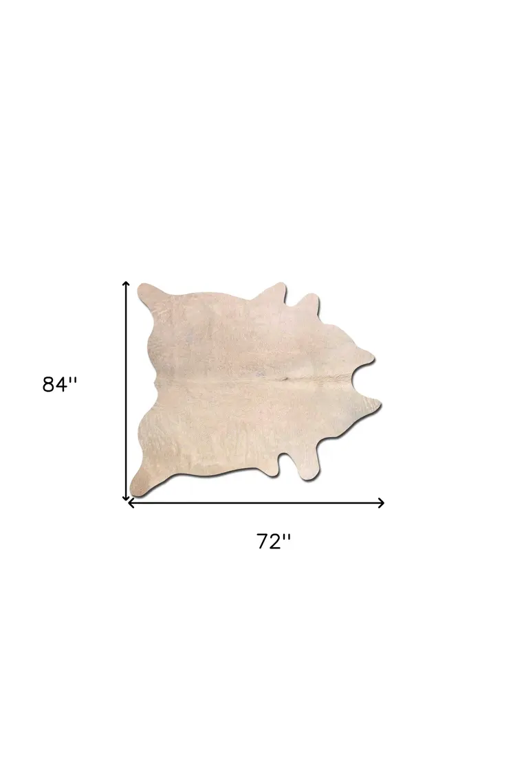 6' X 7' Off White Cowhide Cowhide Print Handmade Area Rug