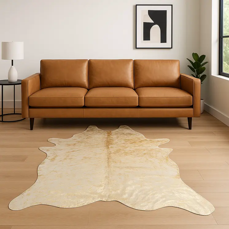 6' X 7' Natural Cowhide Cowhide Print Area Rug