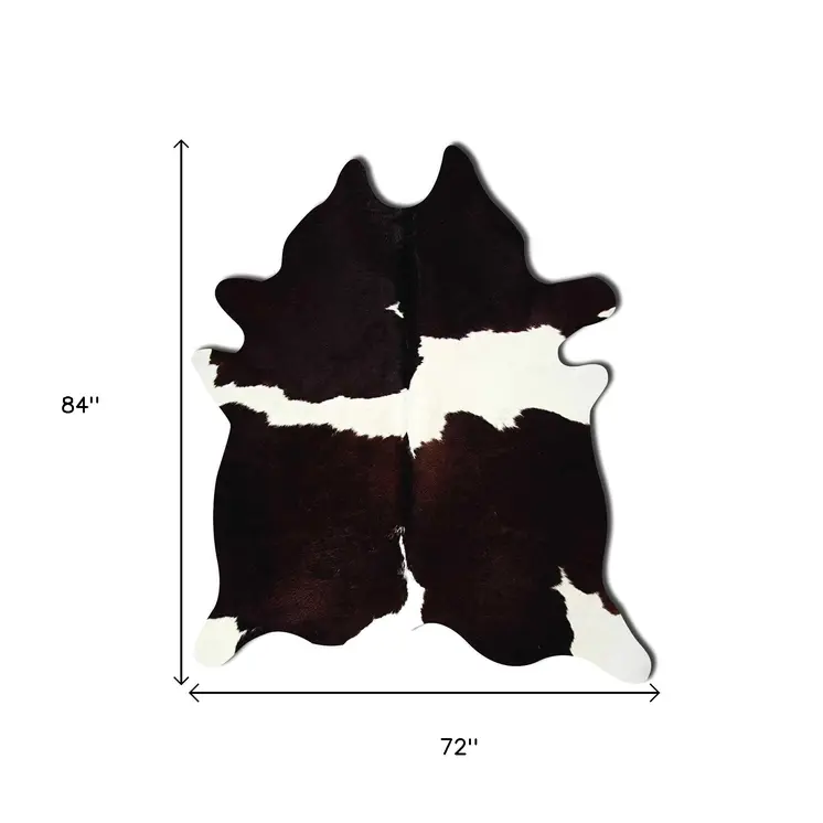 6' X 7' Brown And White Cowhide Cowhide Print Area Rug