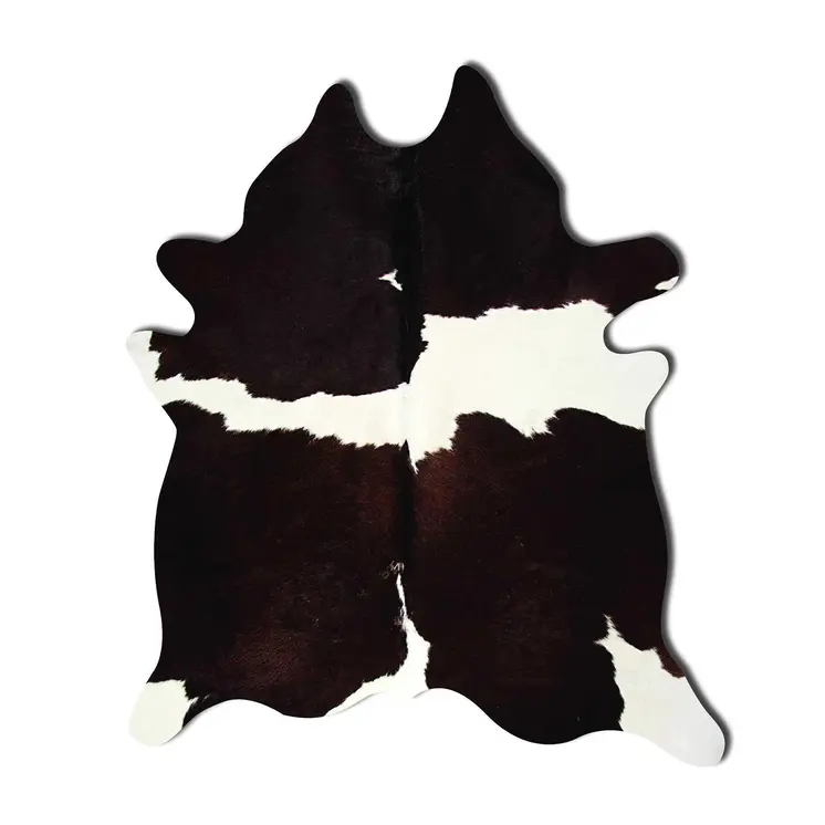 6' X 7' Brown And White Cowhide Cowhide Print Area Rug
