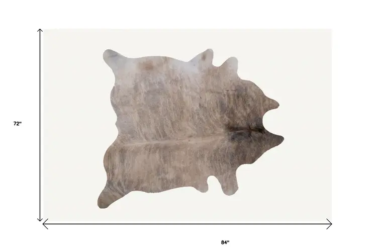 6' X 7' Light Taupe And Brown Exotic Cowhide  Rug