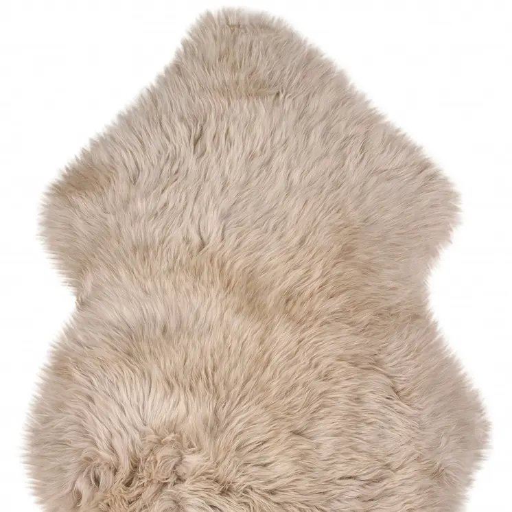 2' X 3' Taupe Genuine Sheepskin Animal Print Shag Area Rug
