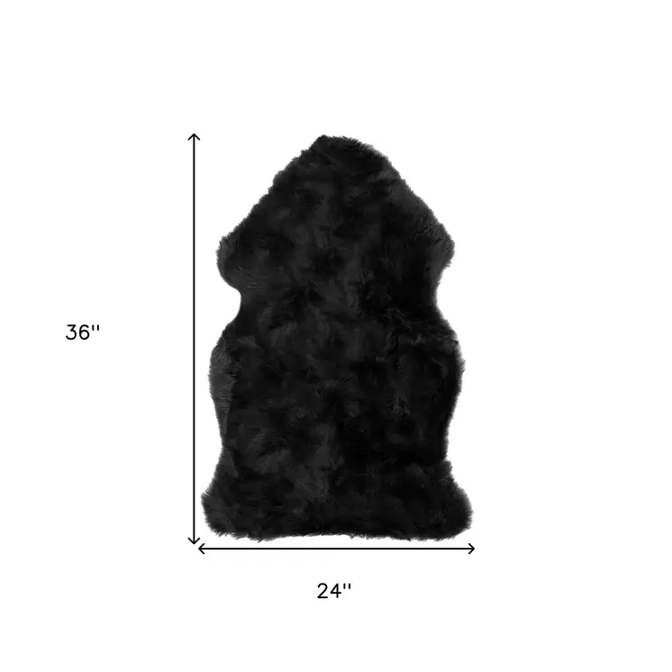 2' X 3' Black Shag Sheepskin Area Rug
