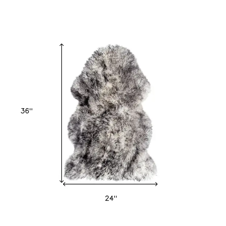 2' X 3' Gray Genuine Sheepskin Animal Print Shag Area Rug