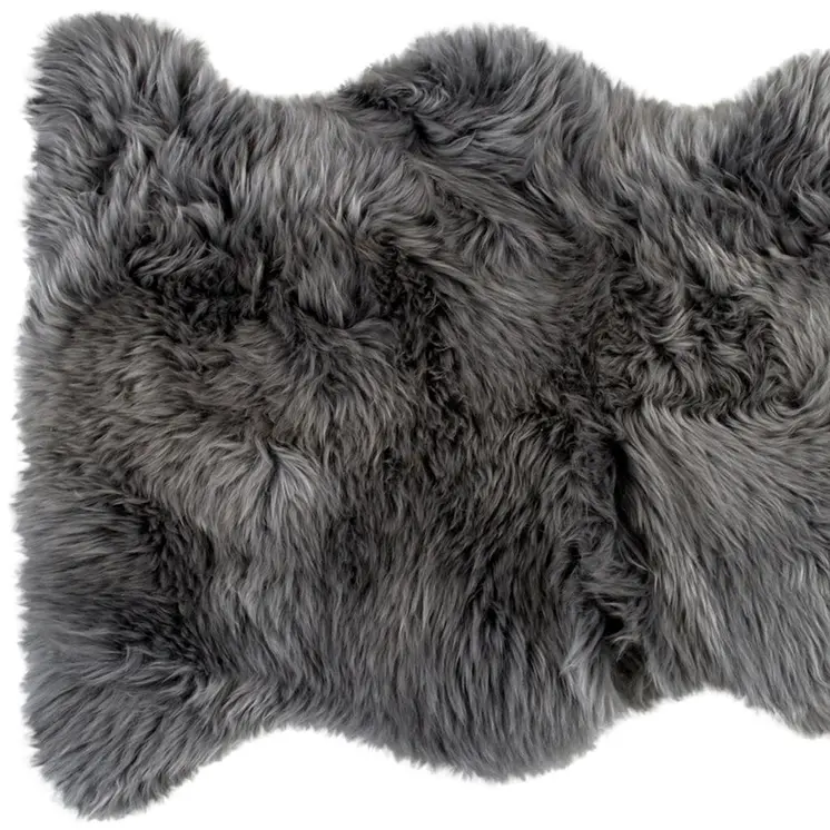 2' X 3' Gray Genuine Sheepskin Animal Print Shag Area Rug