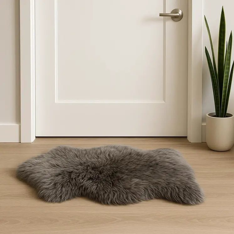 2' X 3' Gray Genuine Sheepskin Animal Print Shag Area Rug