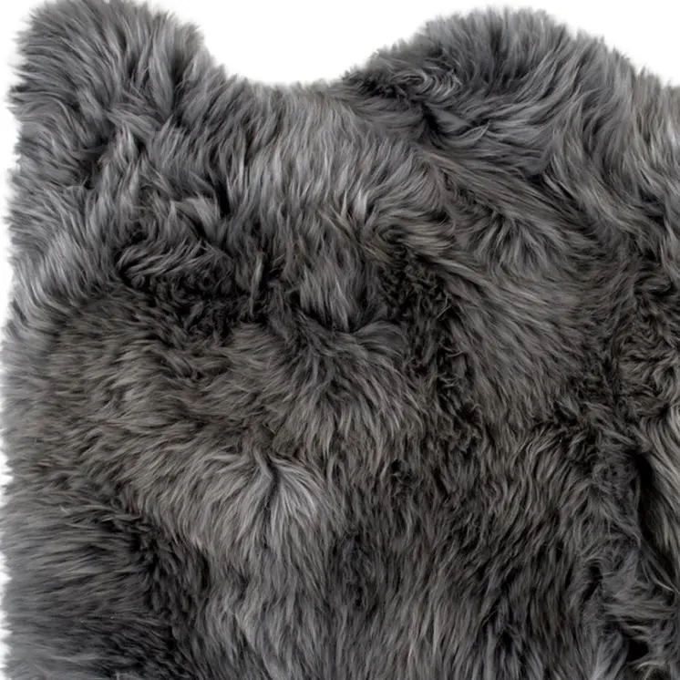 2' X 3' Gray Genuine Sheepskin Animal Print Shag Area Rug
