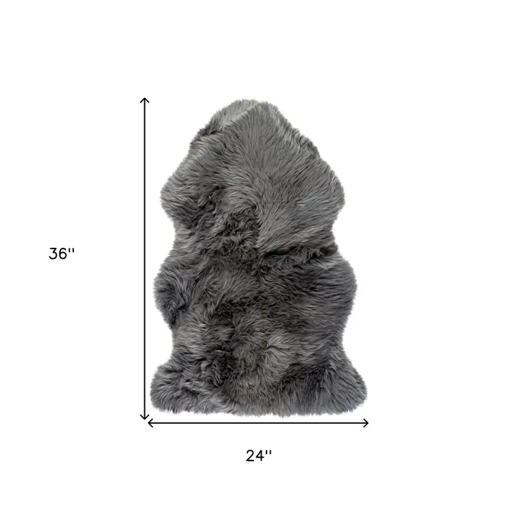 2' X 3' Gray Genuine Sheepskin Animal Print Shag Area Rug