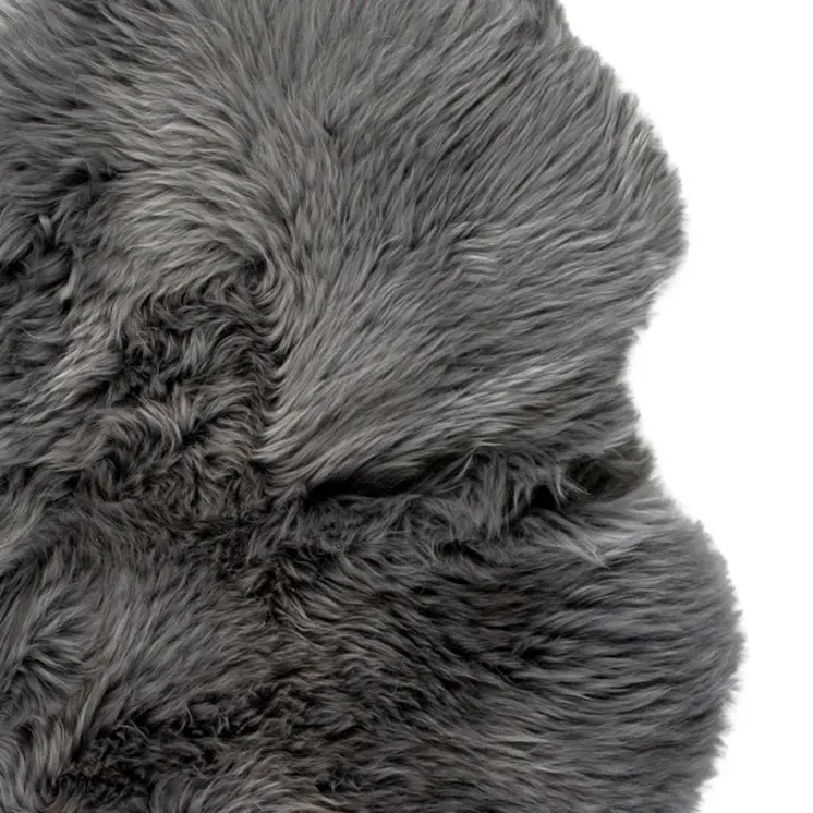 2' X 3' Gray Genuine Sheepskin Animal Print Shag Area Rug