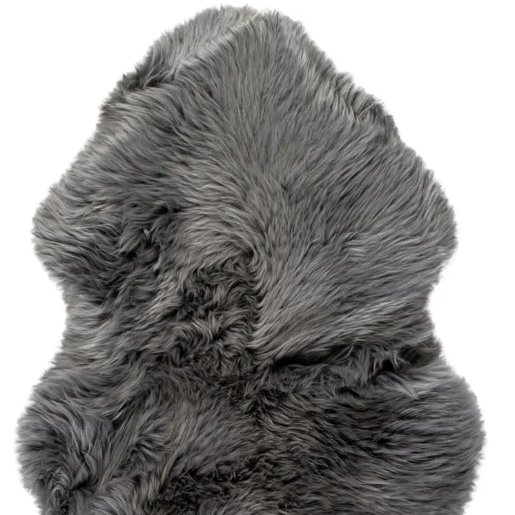 2' X 3' Gray Genuine Sheepskin Animal Print Shag Area Rug