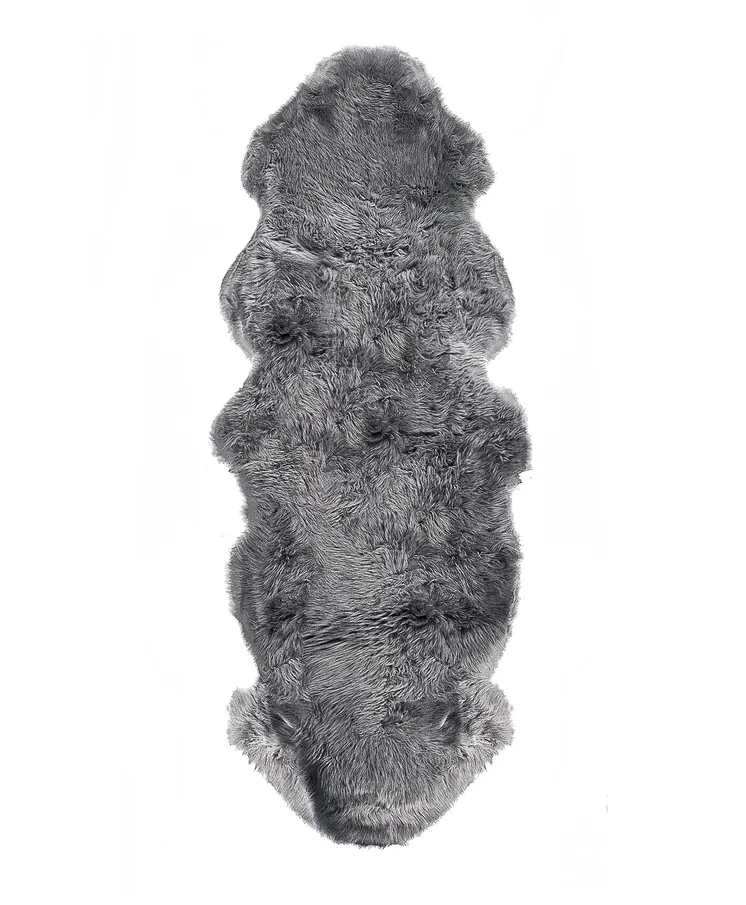 6' Gray Genuine Sheepskin Animal Print Shag Area Rug