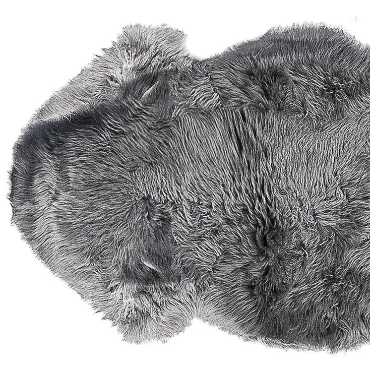6' Gray Genuine Sheepskin Animal Print Shag Area Rug