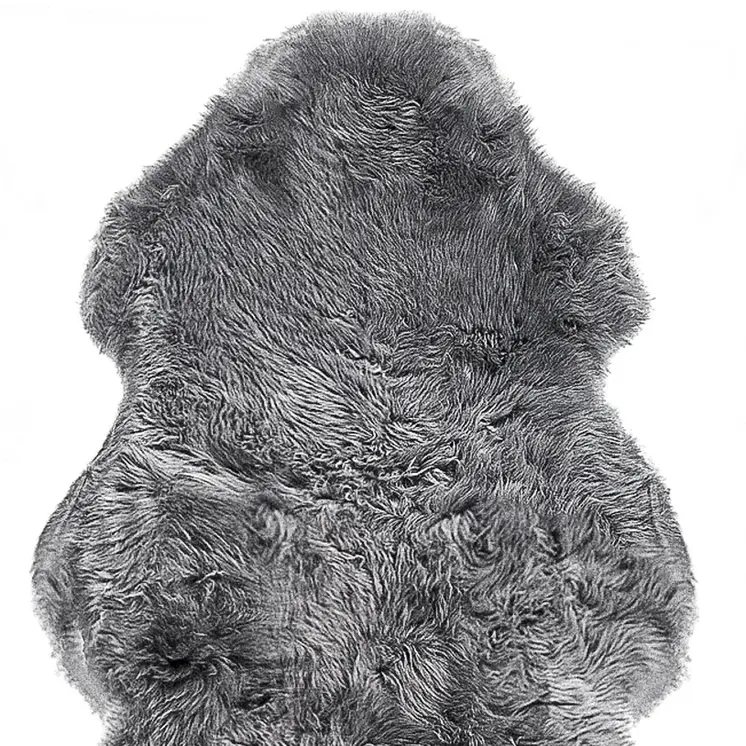 6' Gray Genuine Sheepskin Animal Print Shag Area Rug