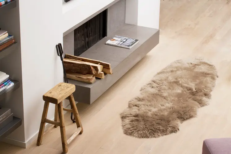 6' Taupe Genuine Sheepskin Animal Print Shag Area Rug