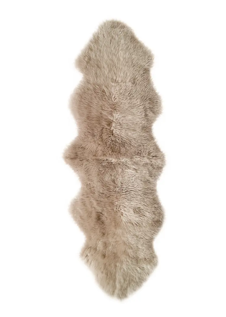 6' Taupe Genuine Sheepskin Animal Print Shag Area Rug