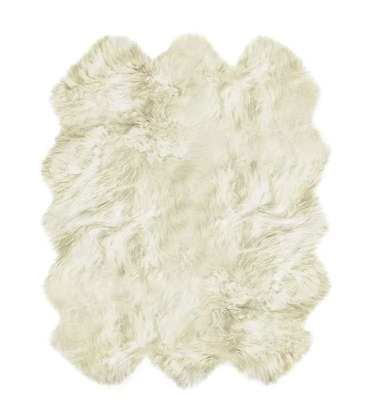 6' X 6' Natural Sheepskin Non Skid Area Rug