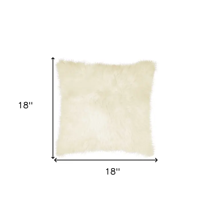 18" Natural Sheepskin Throw Pillow