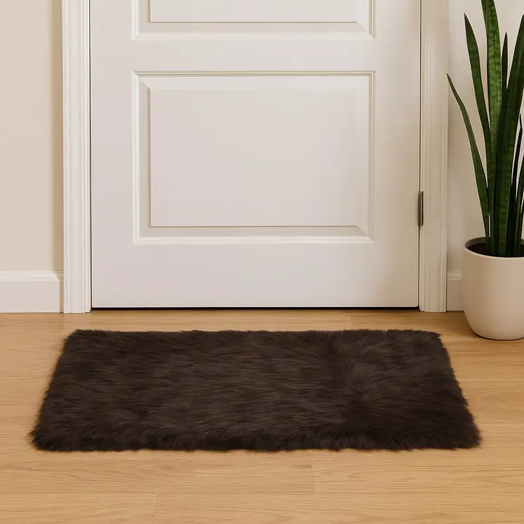 2' X 3' Chocolate Faux Sheepskin Shag Area Rug