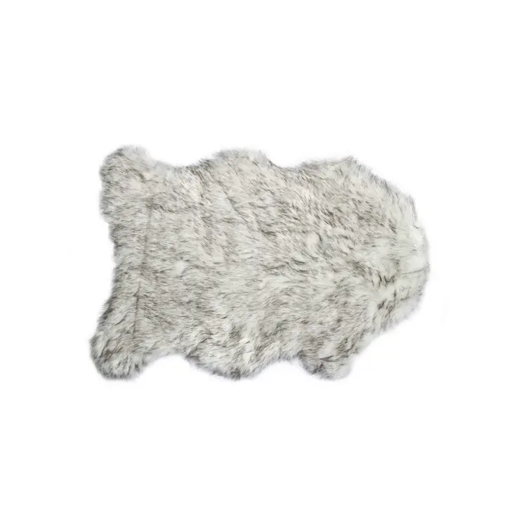 2' X 3' Gray Faux Sheepskin Washable Area Rug