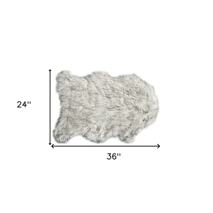 2' X 3' Gray Faux Sheepskin Washable Area Rug