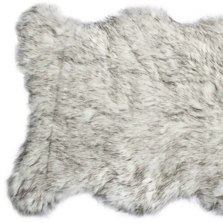 2' X 3' Gray Faux Sheepskin Washable Area Rug