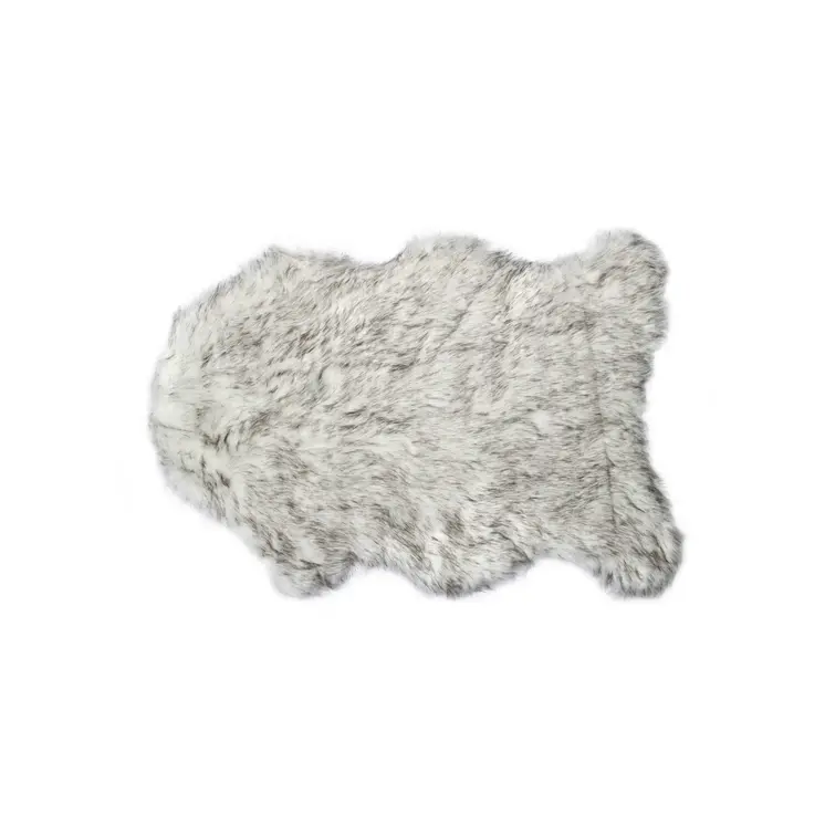 2' X 3' Gray Faux Sheepskin Washable Area Rug