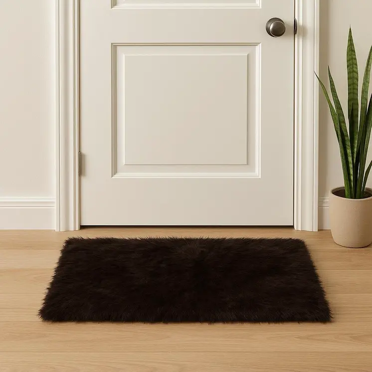 2' X 3' Chocolate Faux Fur Animal Print Area Rug