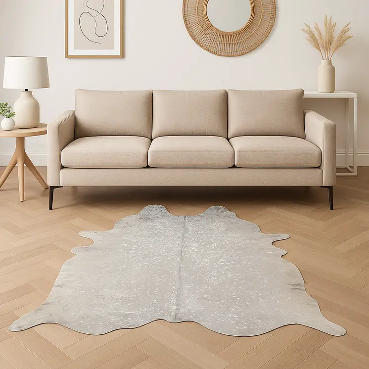 6' X 7' Gray Cowhide Cowhide Print Area Rug