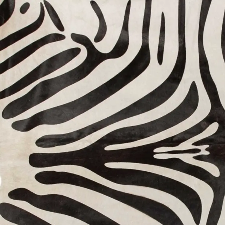 6' X 7' Black And Off White Cowhide Zebra Print Area Rug