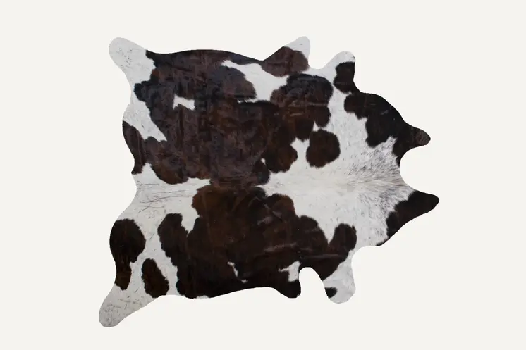 6' X 7' Brown And White Cowhide Cowhide Print Area Rug