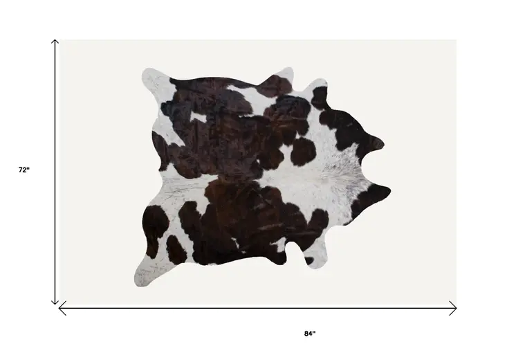 6' X 7' Brown And White Cowhide Cowhide Print Area Rug