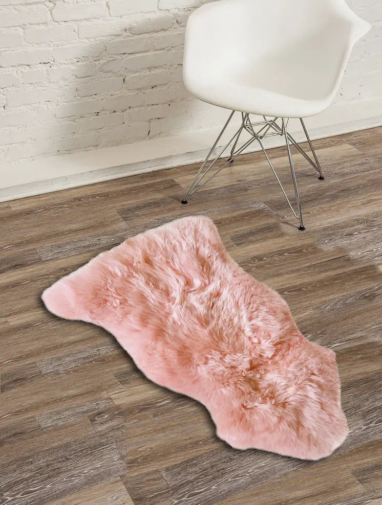2' X 3' Pink Genuine Sheepskin Shag Area Rug