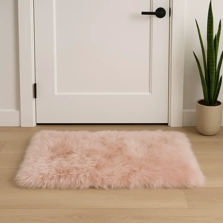 2' X 3' Pink Genuine Sheepskin Shag Area Rug