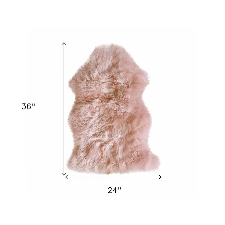 2' X 3' Pink Genuine Sheepskin Shag Area Rug